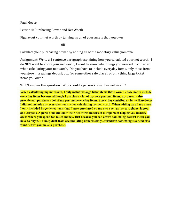 ConMath Unit 1 Lesson 4 Worksheet - Paul Meece