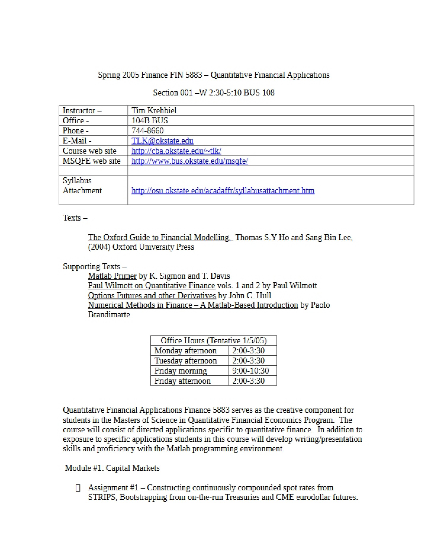 Course Syllabus FIN 5883