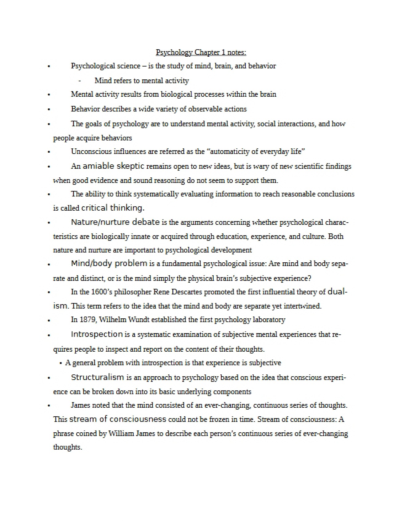 Psychology 1000 Notes