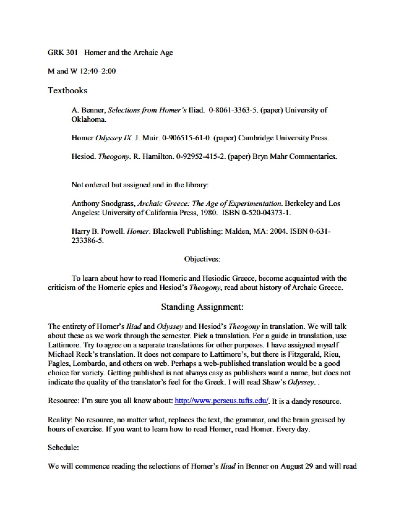 Syllabus (GRK 301)