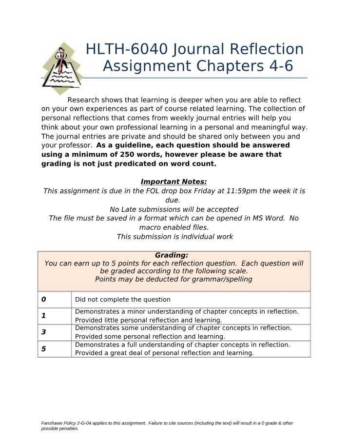 Chapters 4-6 Journal Reflection Assignment
