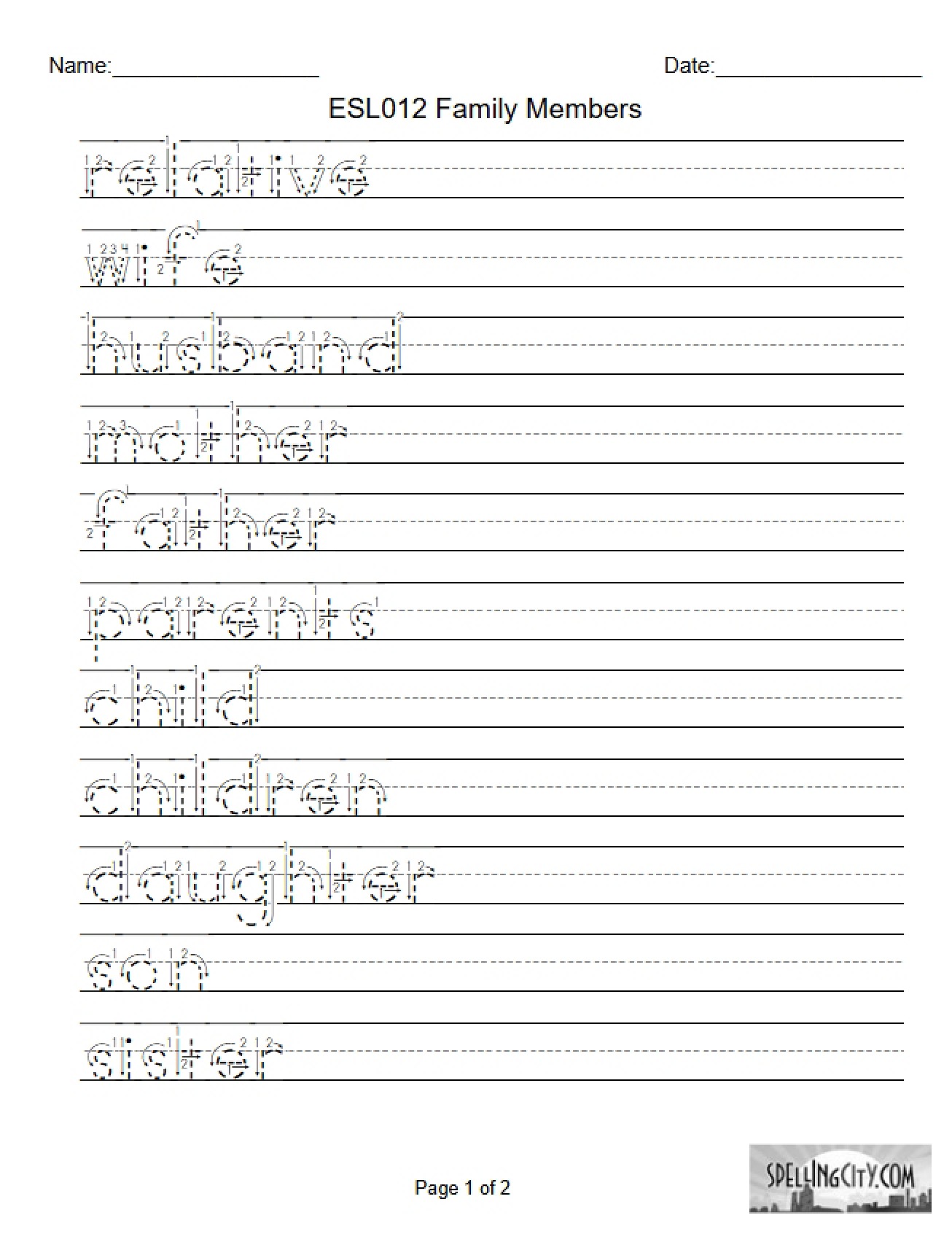 Large Arrows Family Members Chart