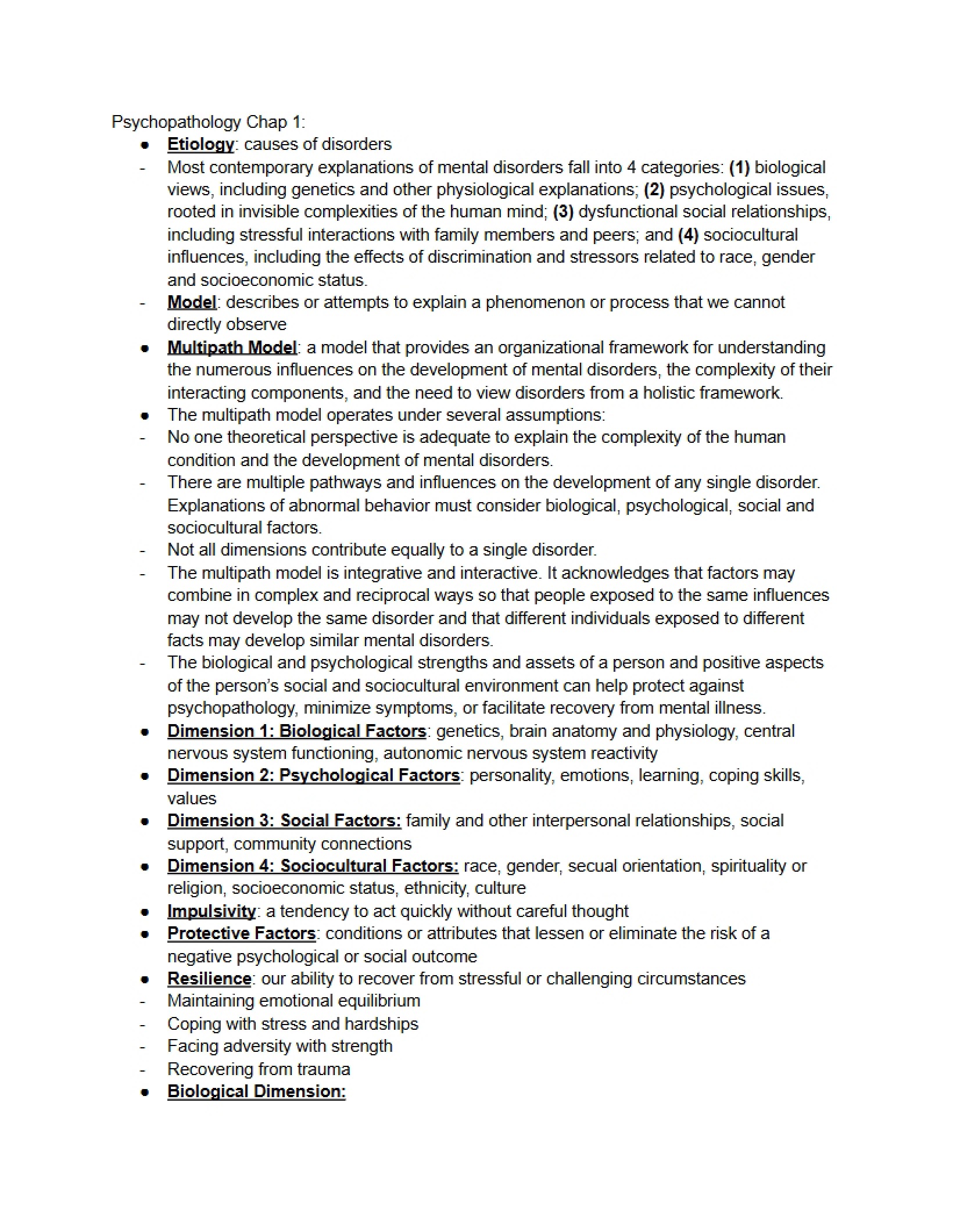 Chapter One Psychopathology