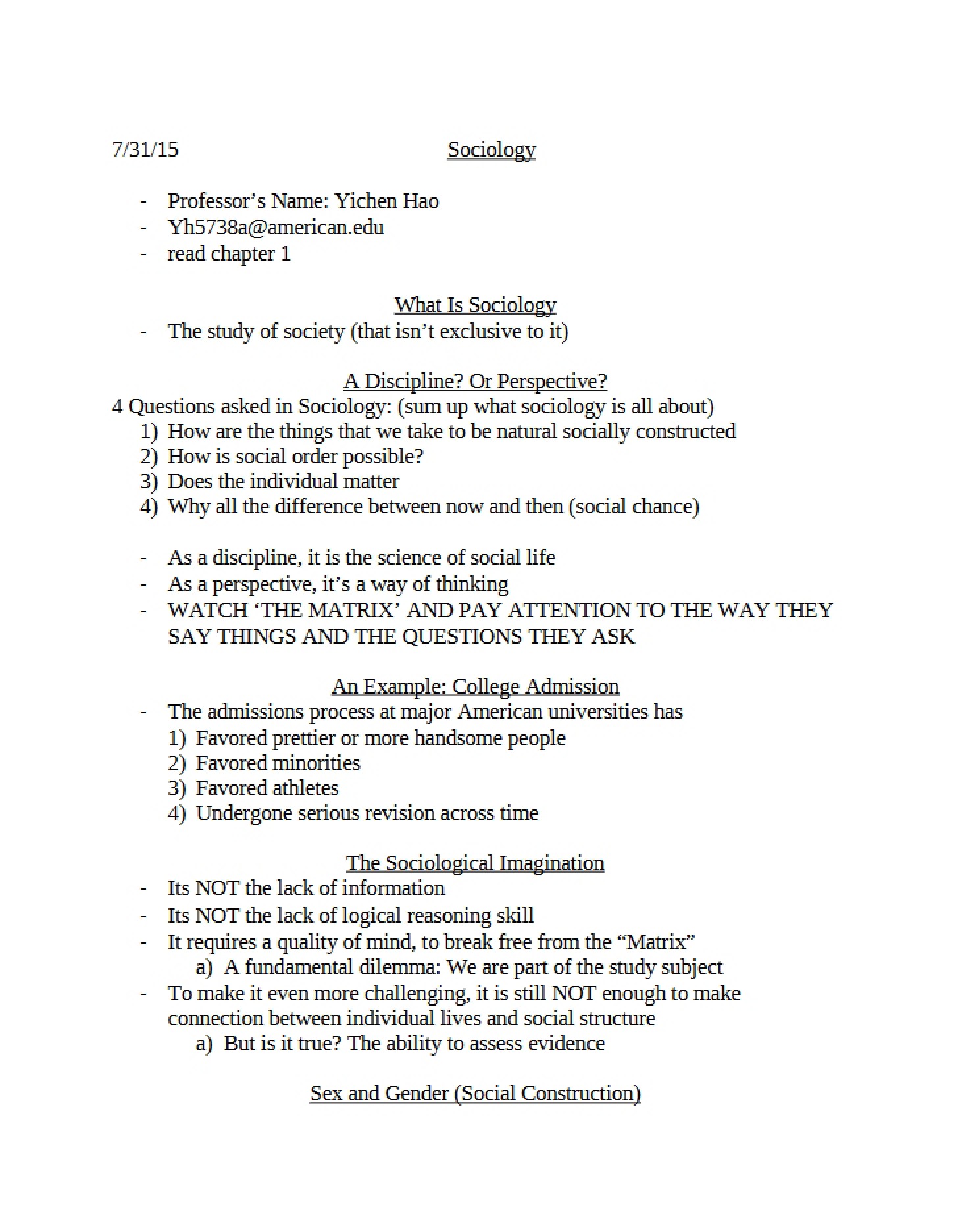 Sociology Fundamentals