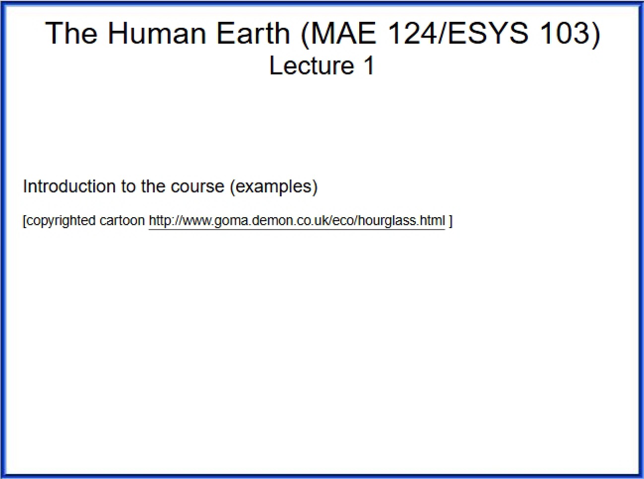 Environmental Science Introductory Lecture