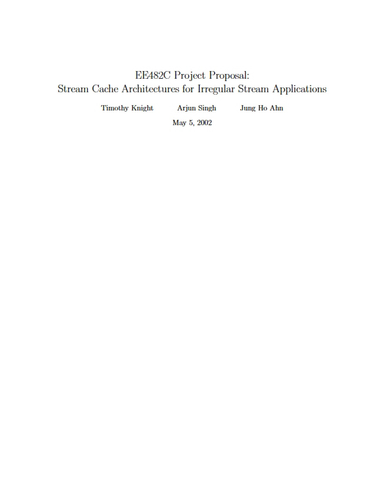 Architectures for Stream Caching in Irregular Applications