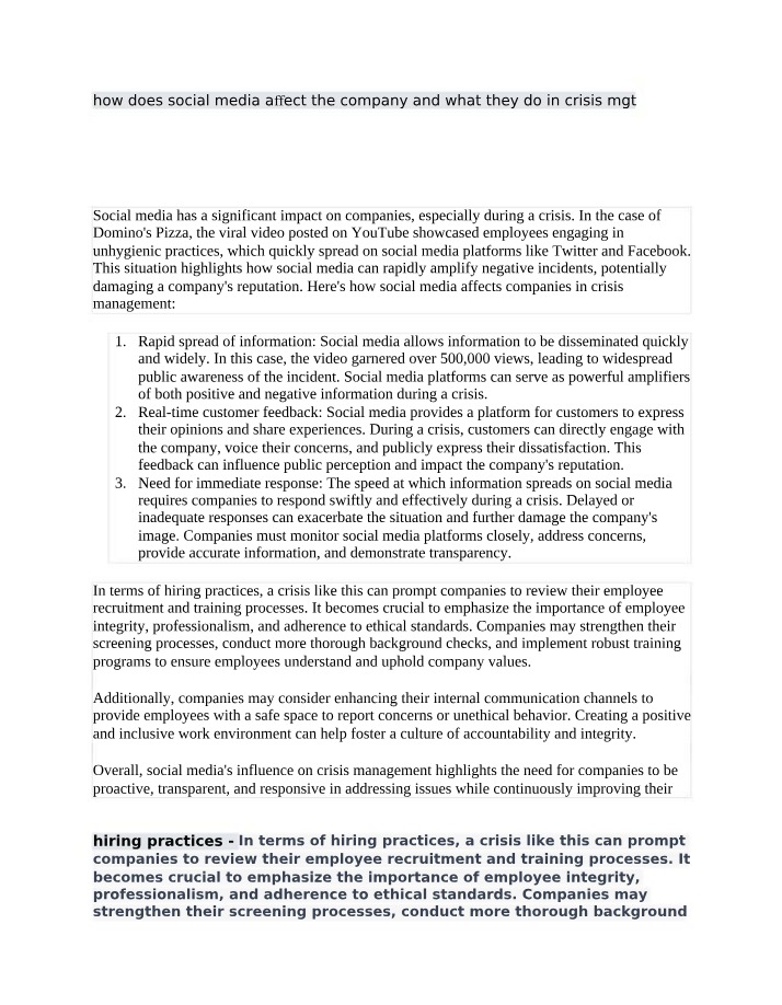 Crisis Management - How Social Media Affects Companies