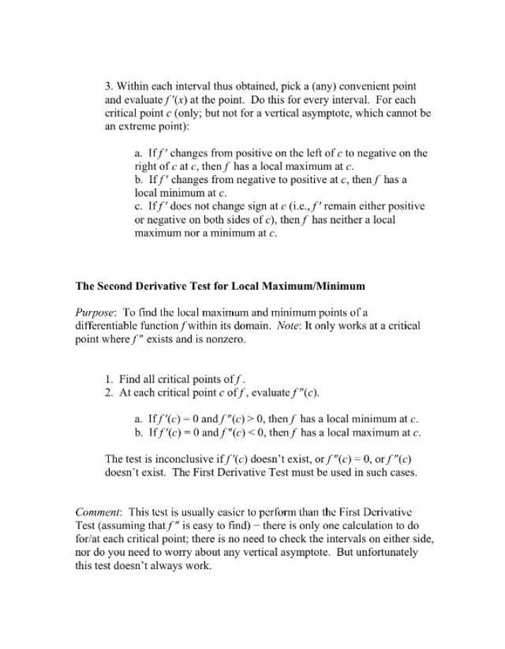 Notes on the Second Derivative Test