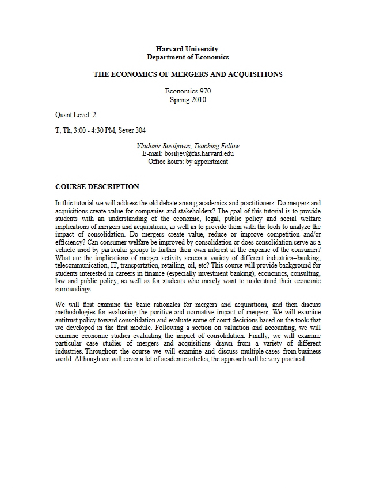 Sophomore Tutorial Final Syllabus