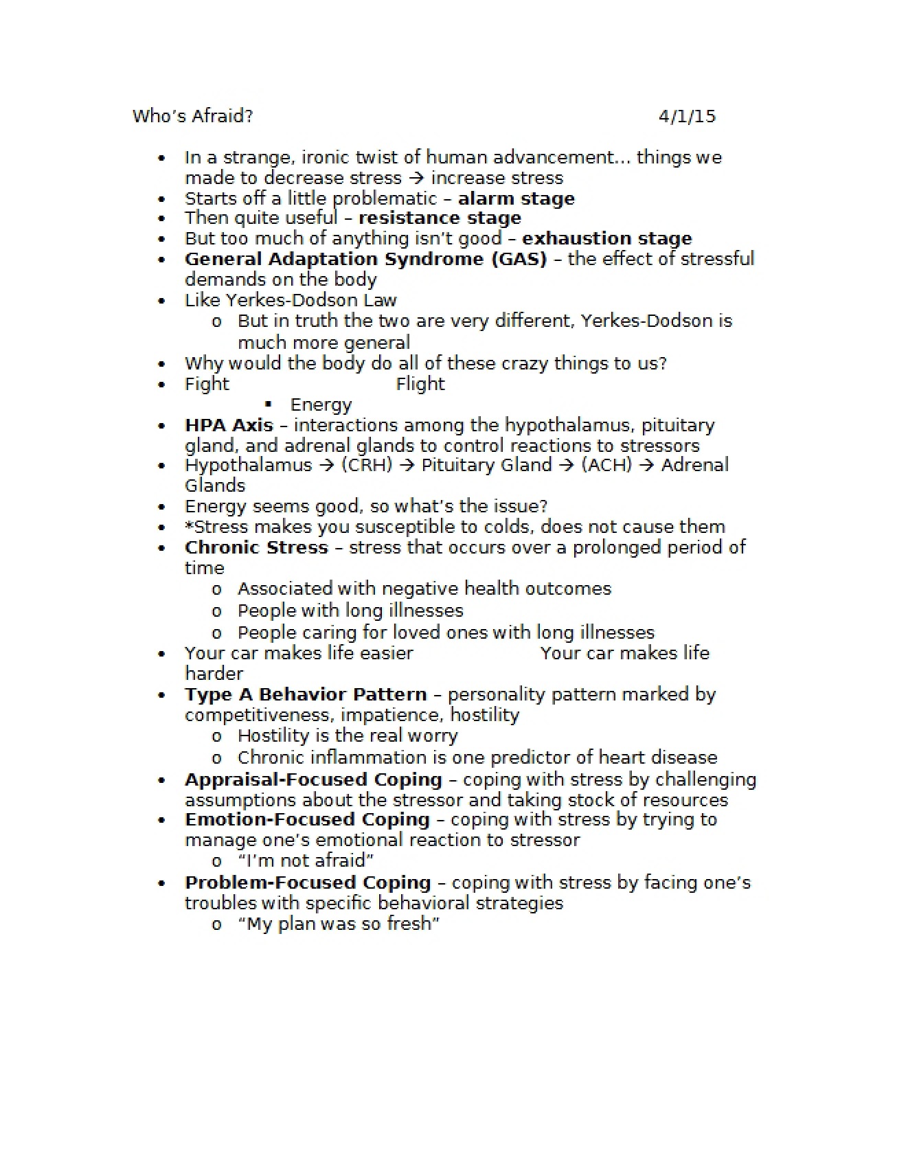 General Psychology Lecture Materials