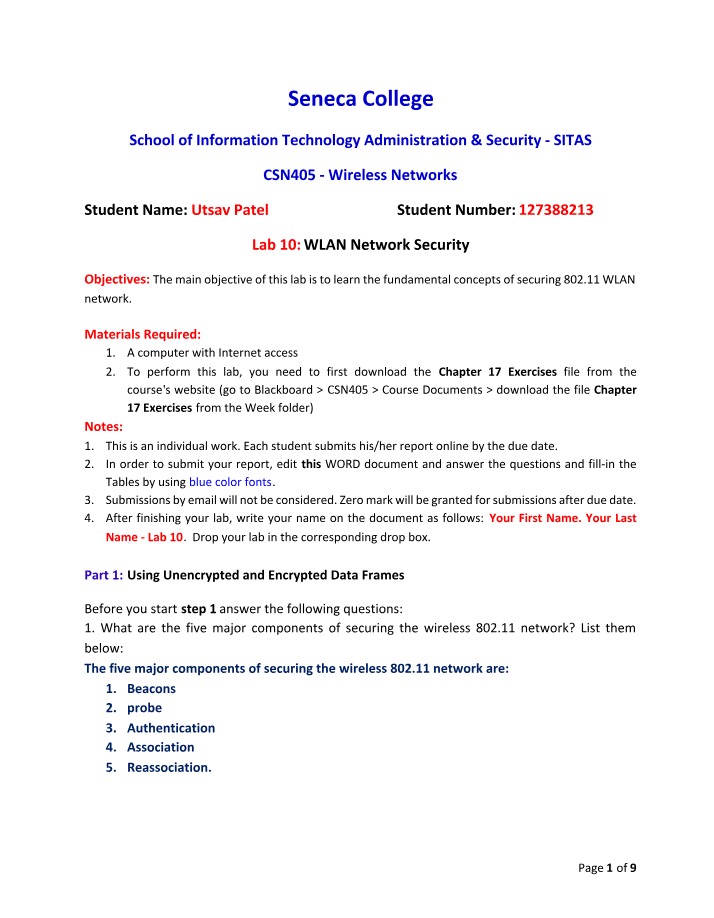 Securing 802.11 WLAN Network - Lab 10