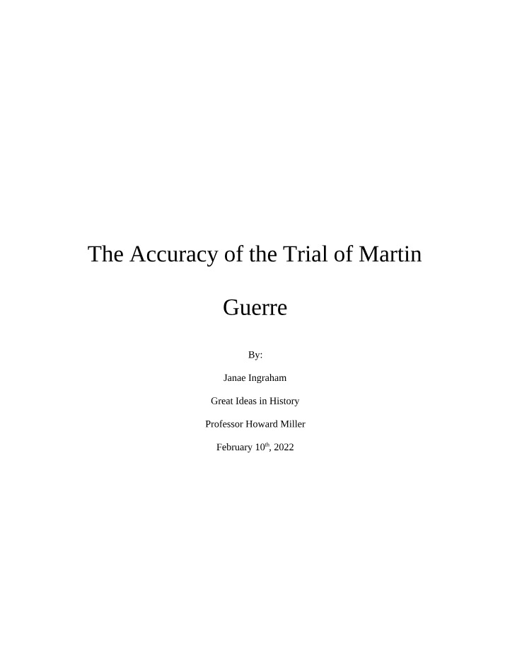 Accuracy of the Martin Guerre Trial
