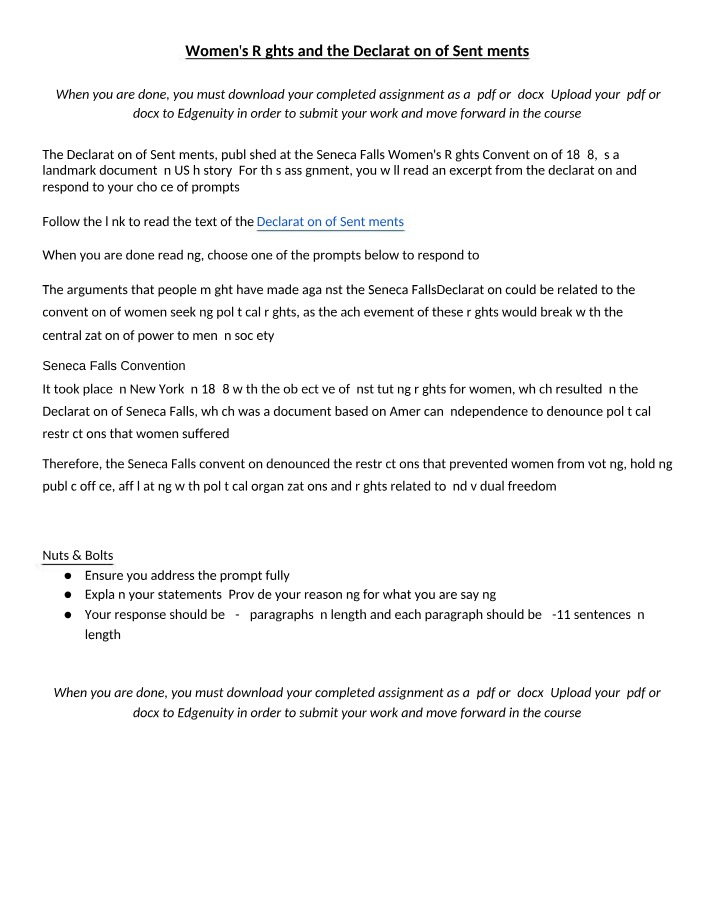 Women's Rights - The Declaration of Sentiments