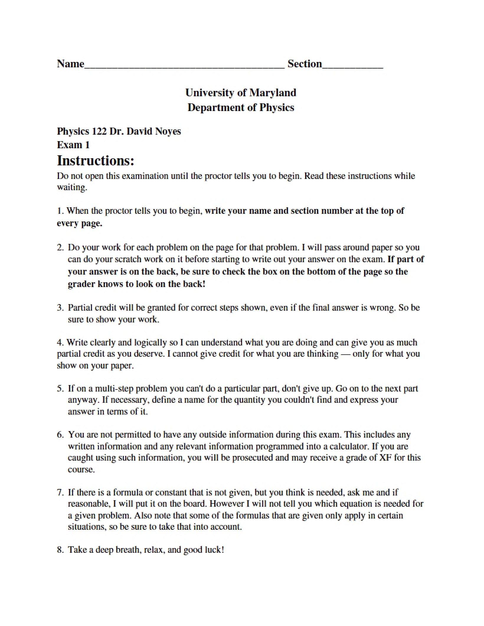 First Assessment
