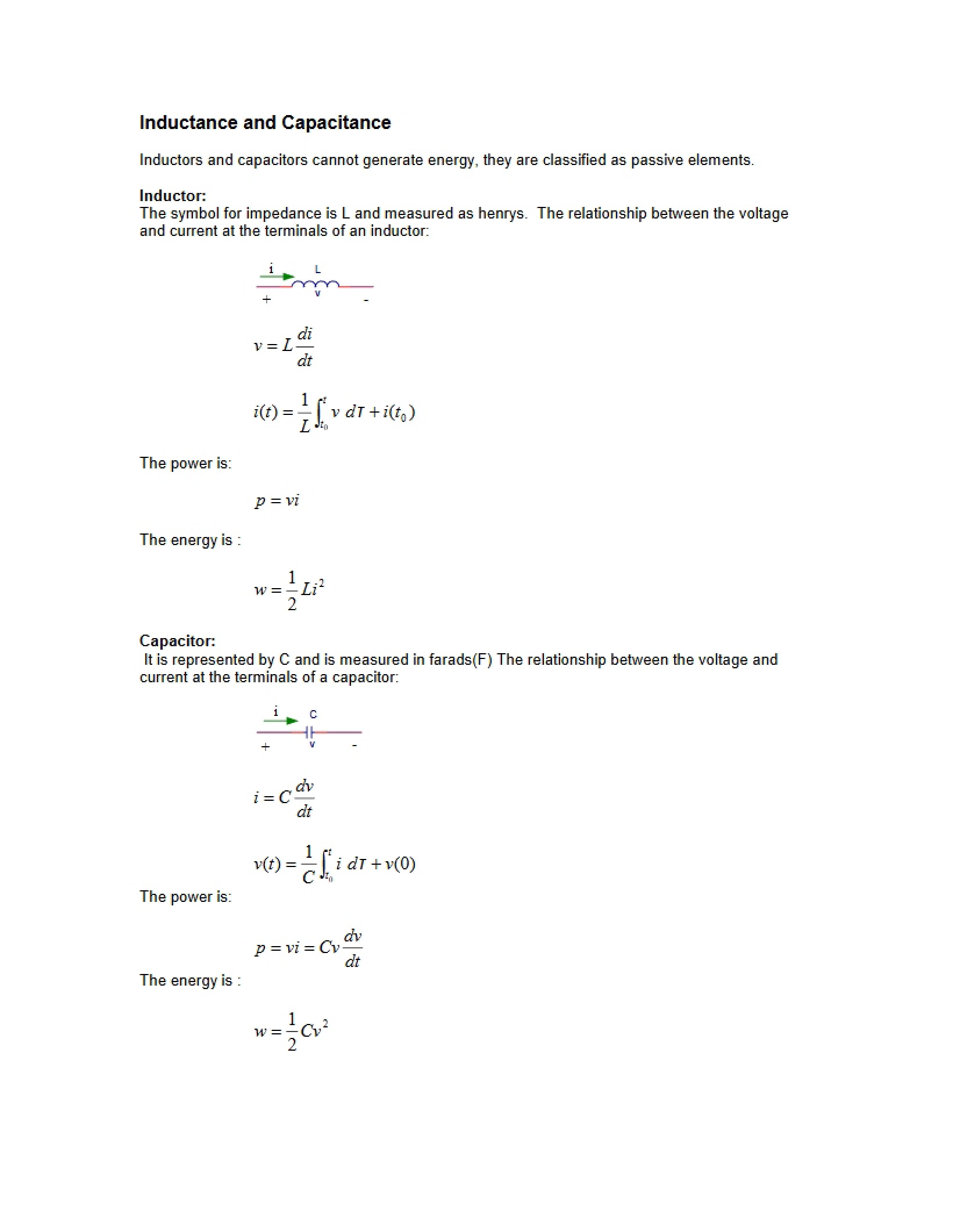 Capacitance and Inductance