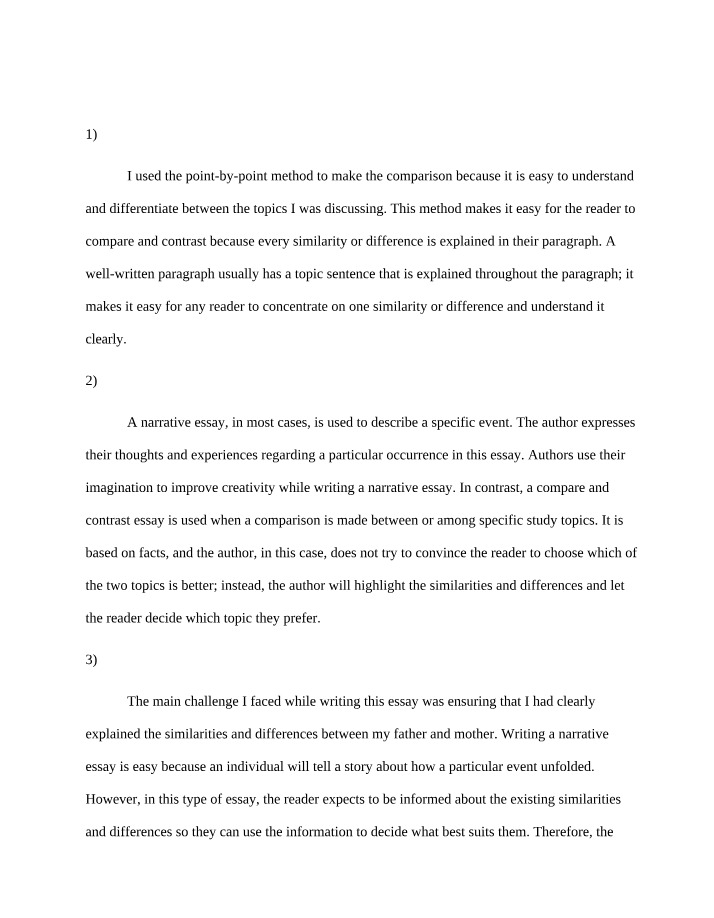 Point-by-Point Method for Comparison Writing