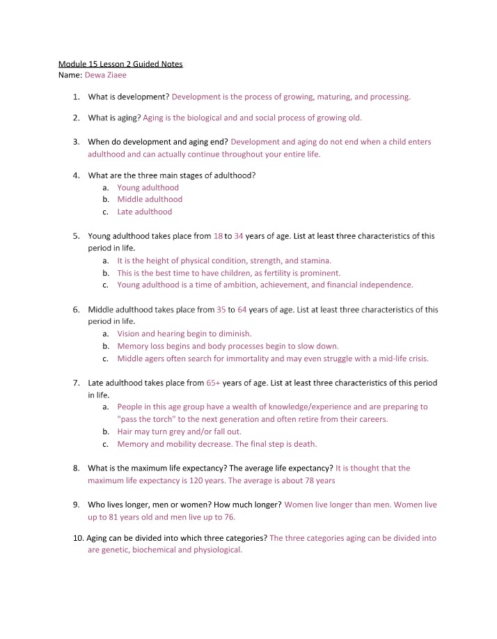 Guided Notes - Module 15 Lesson 2