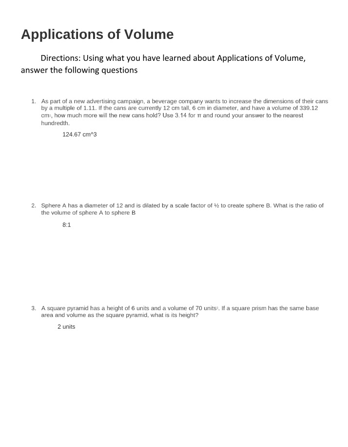 Volume Applications