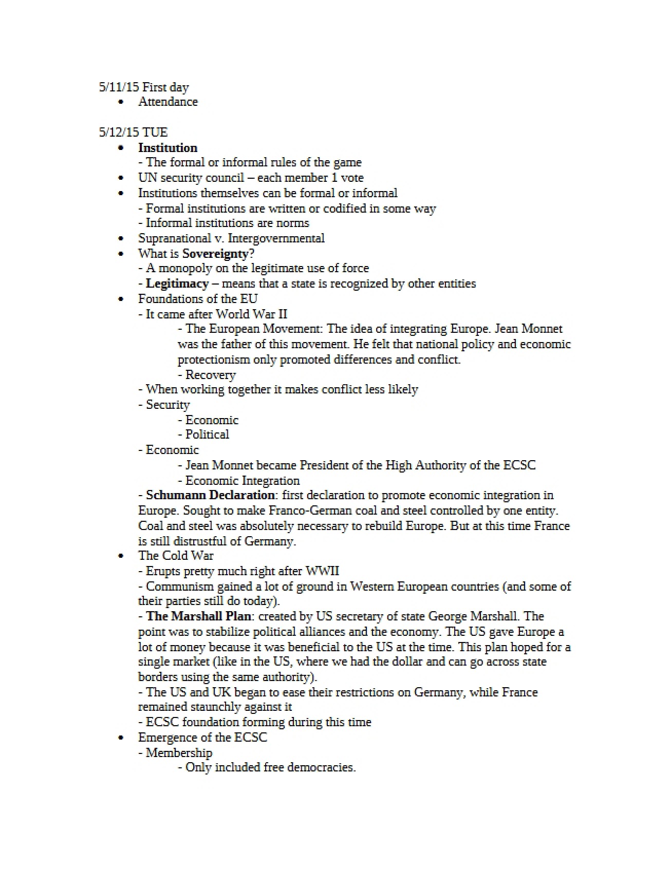 Examination of European Institutions