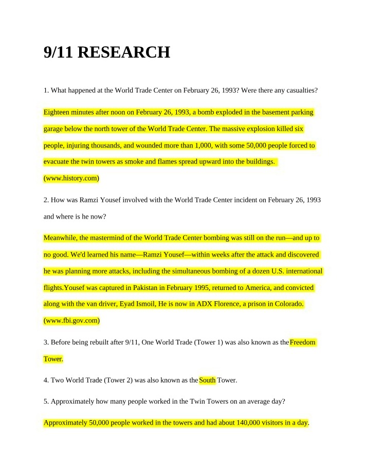1993 World Trade Center Bombing - Ramzi Research