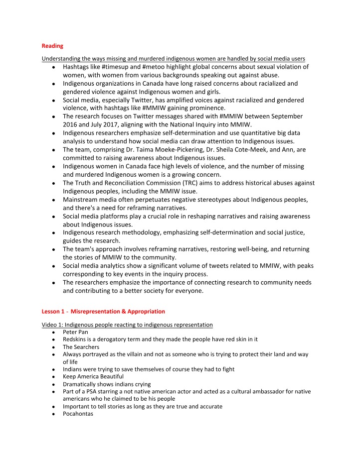 Week 8 - Indigenous Studies