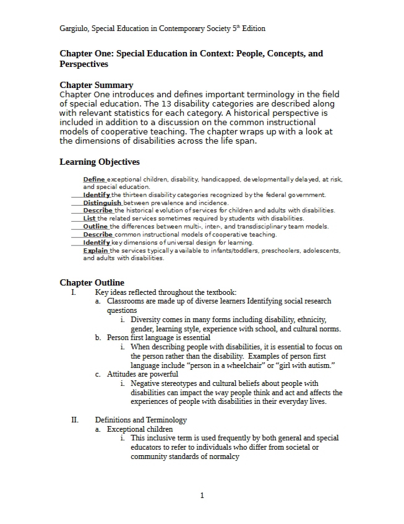 Notes for Chapter 1 (RPSE 300)