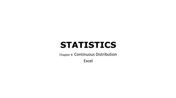 Statistics WH550101 Chapter 6 Part I