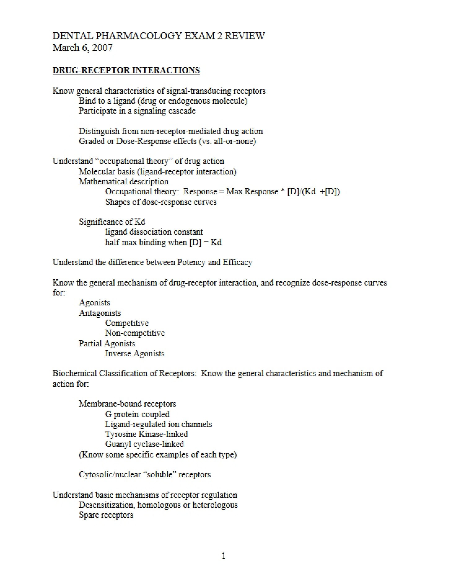 Exam Two Prep Dental Pharmacology