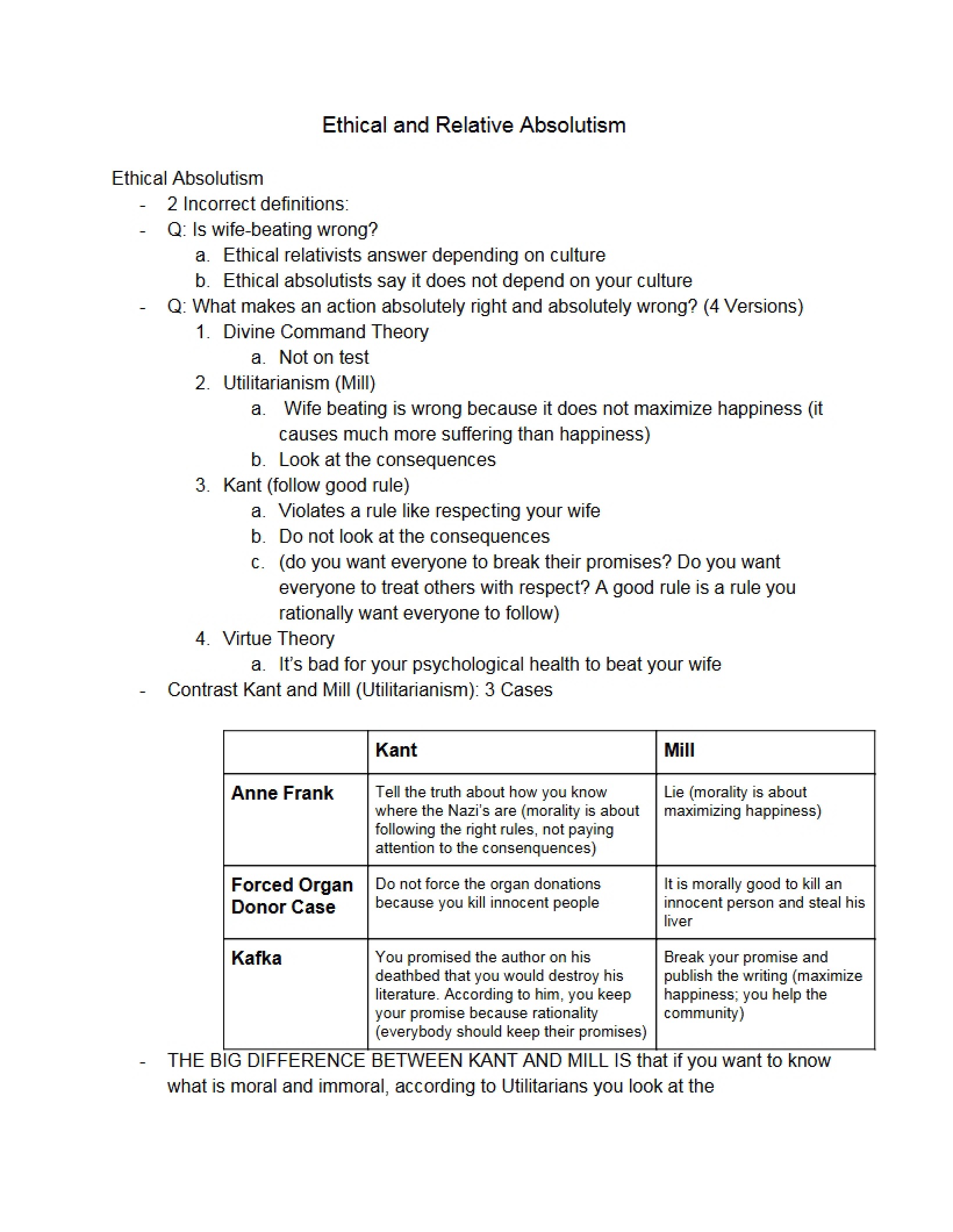 Notes on Absolutism Relative and Ethical