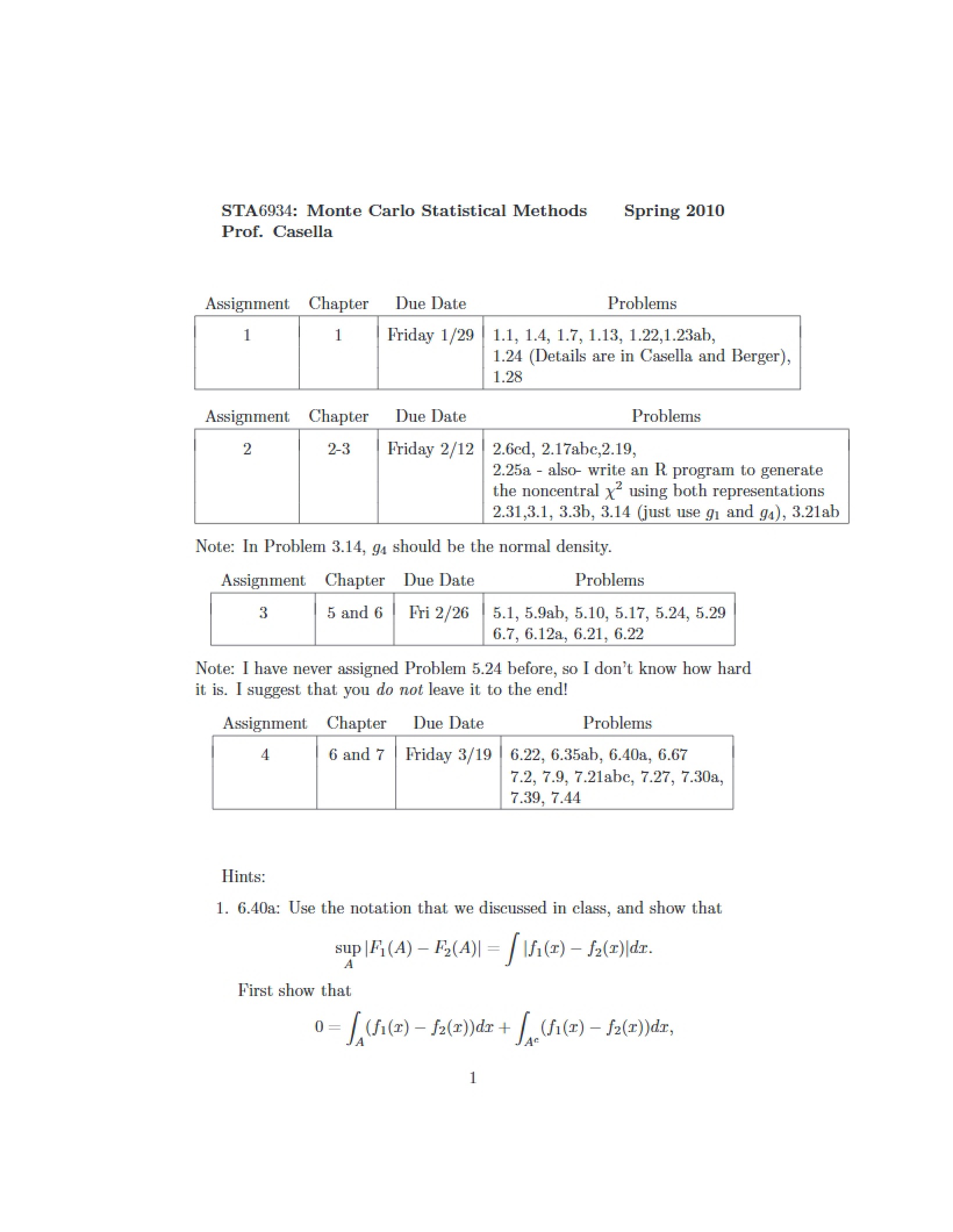 Assignment List