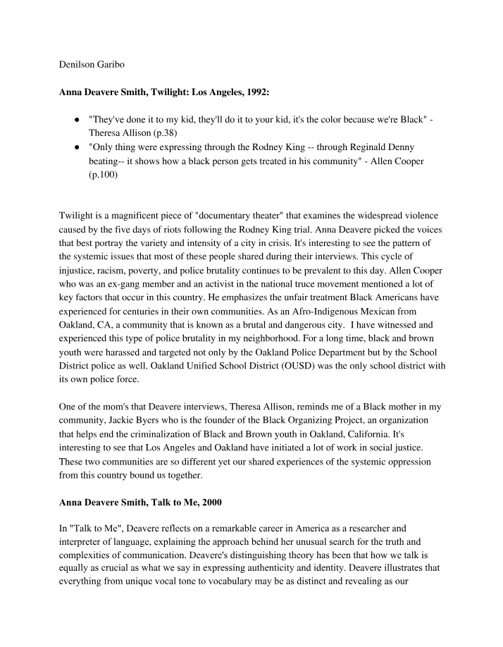 Impact of the Rodney King Riots on Twilight - Los Angeles