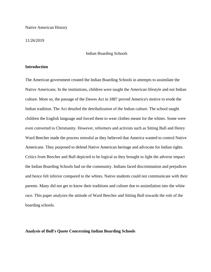 Indian Boarding Schools - Impact on Native Americans