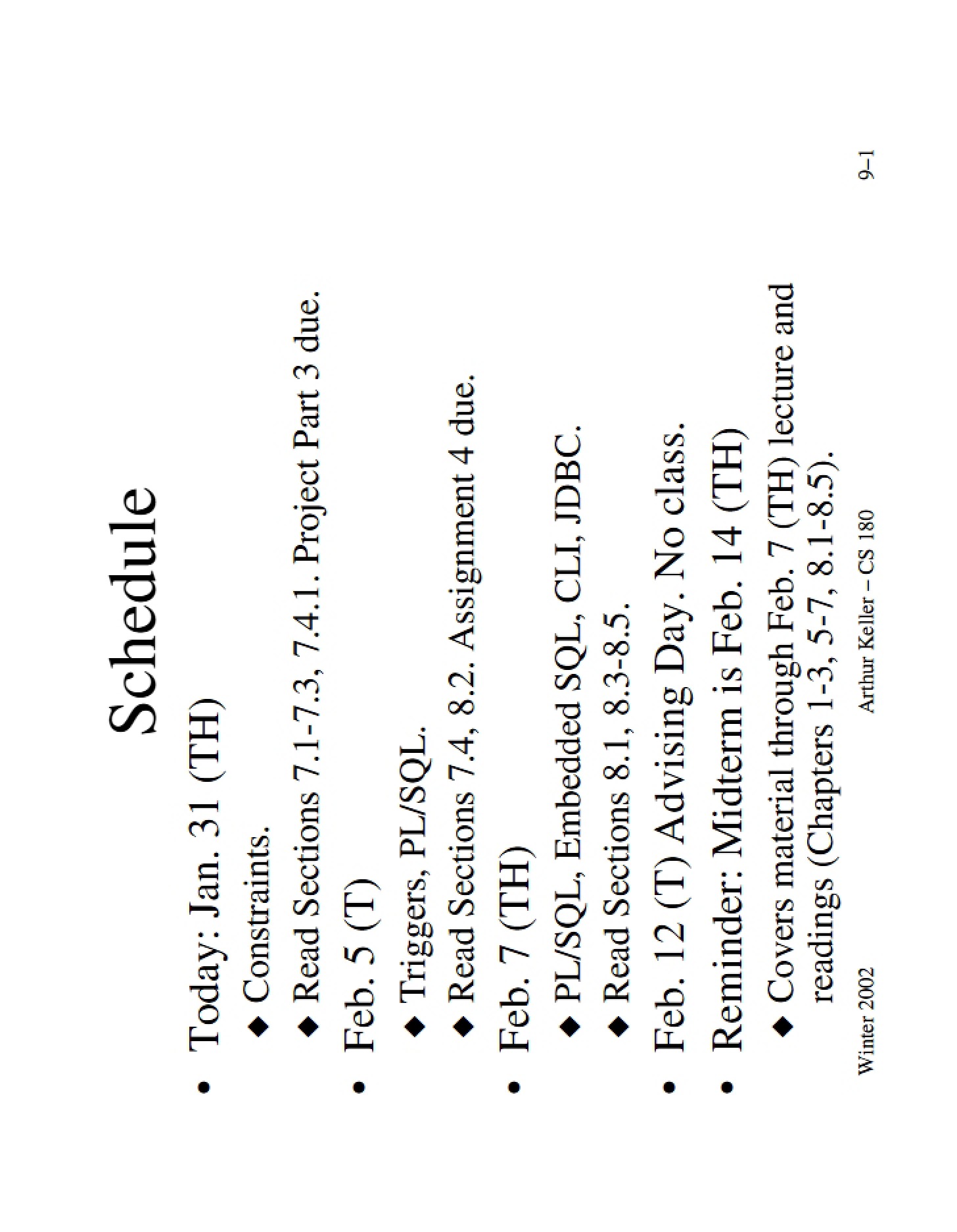 Notes from CMPS 180 Lectures