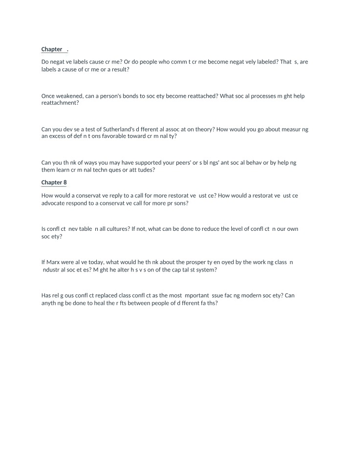 Chapter 7 & 8 - Relationship Between Negative Labels, Crime, and Social Conflict