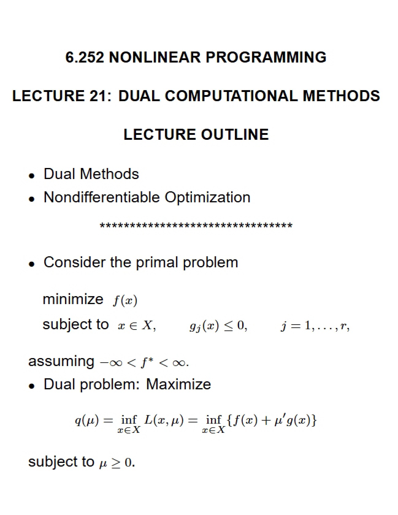 Computational Methods: Dual