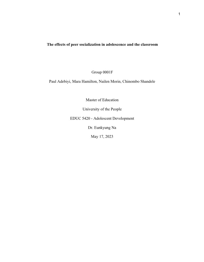 Peer Socialization Effects on Adolescent Academic Performance