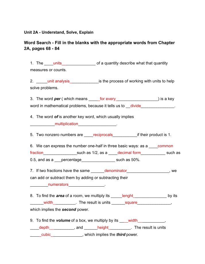 Key Concepts and Word Problems in Mathematics