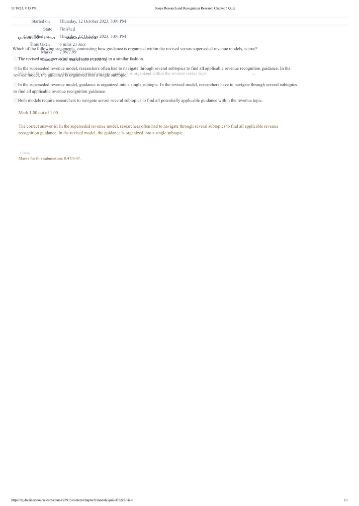 Scope and Recognition Research Quiz Part 06