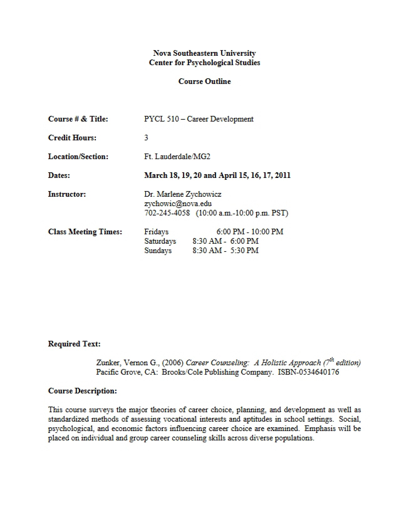 PYCL 0510 Course Outline