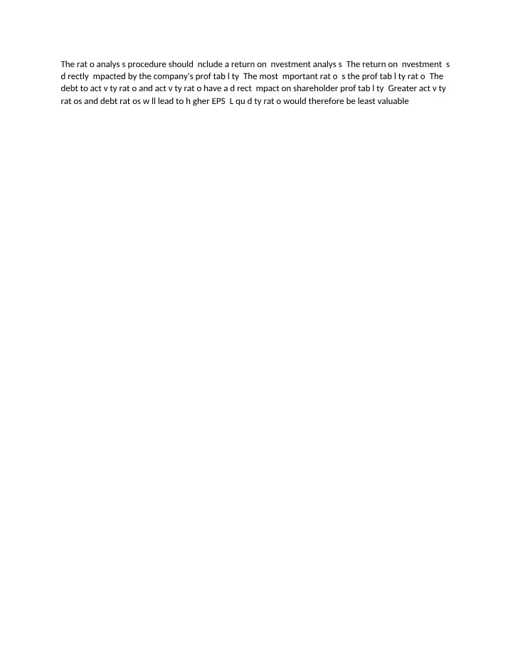 Analysis of Financial Ratios