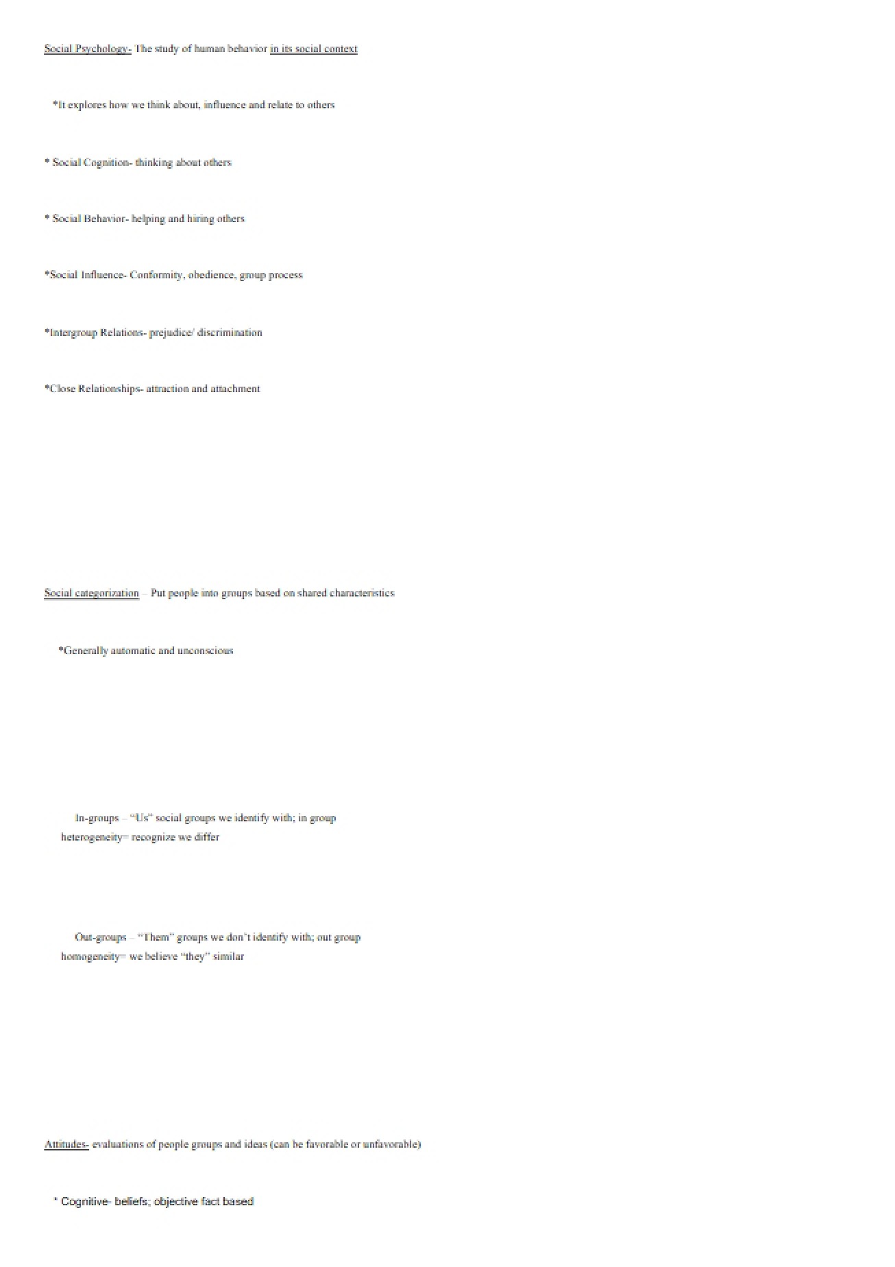 Class Notes for General Psychology