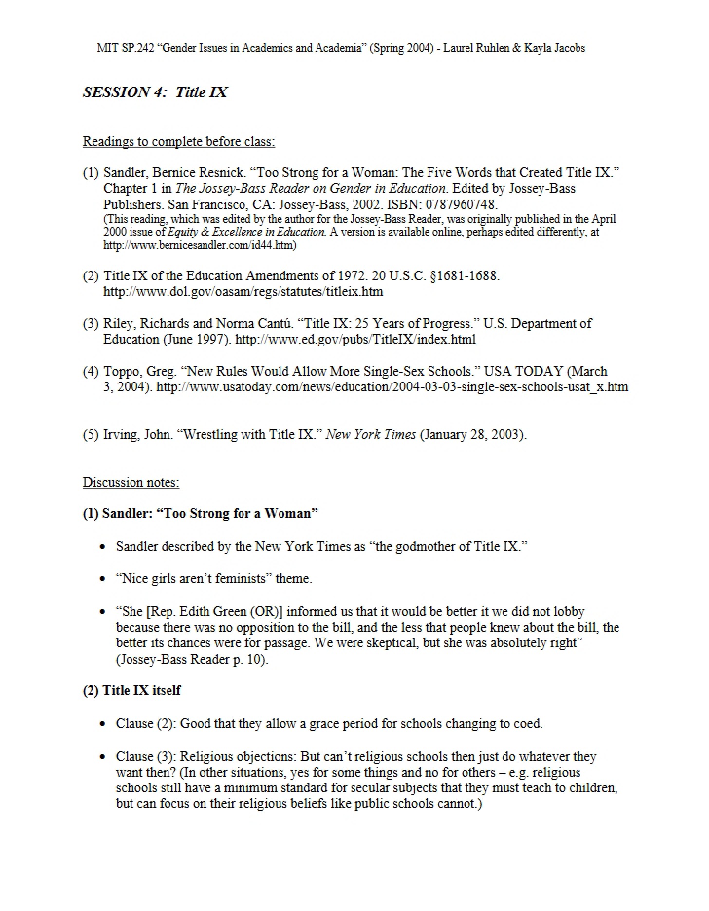 Class Notes