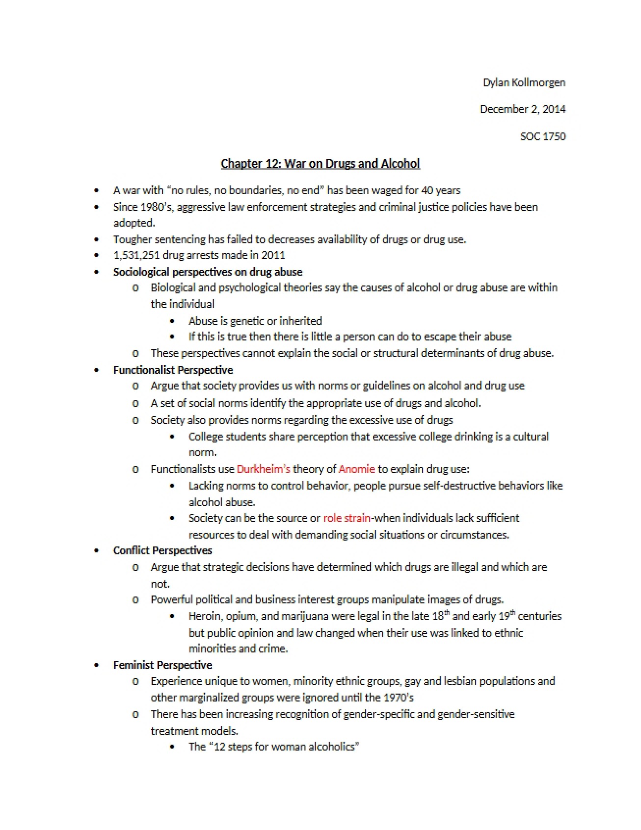 War on Drugs and Alcohol Chapter Twelve