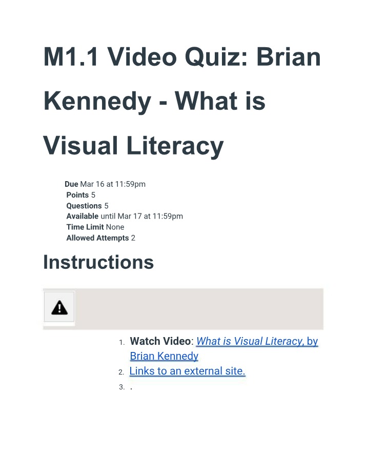 What is Visual Literacy - M1.1 Video Quiz