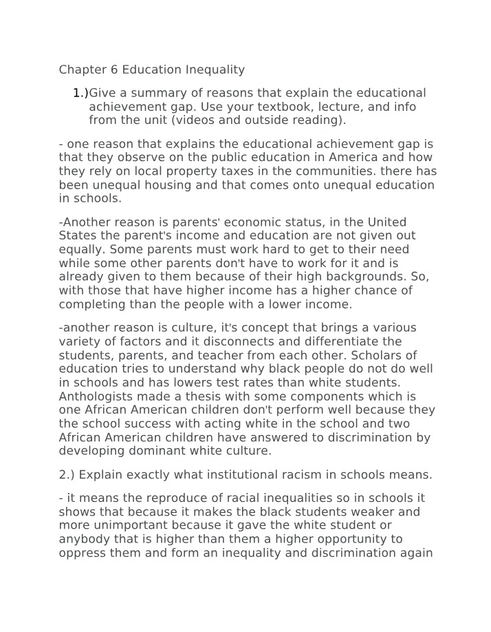 Education Inequality - Chapter 6