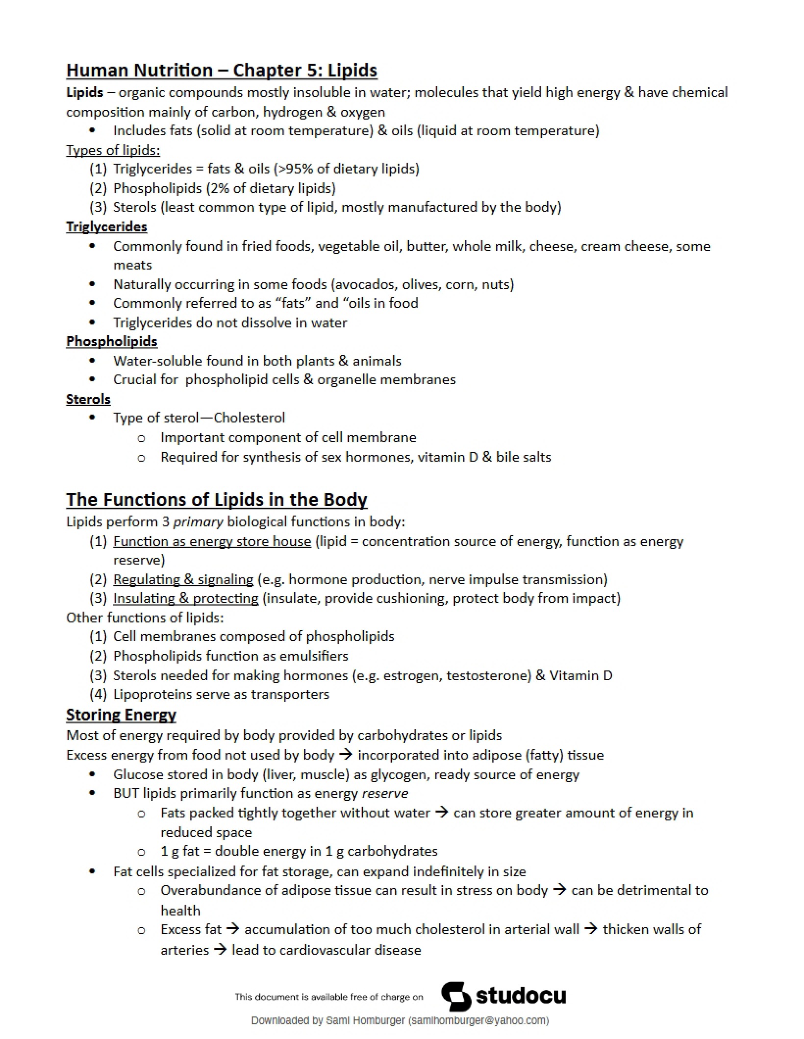 Ch. 5 The Study of Lipids