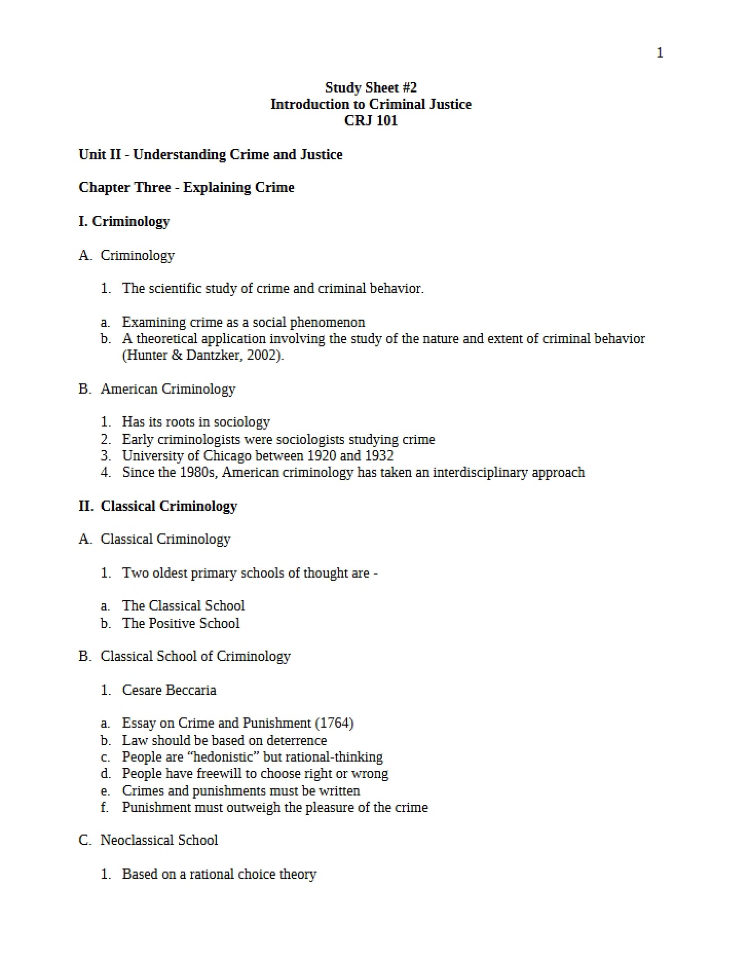 Second Study Sheet