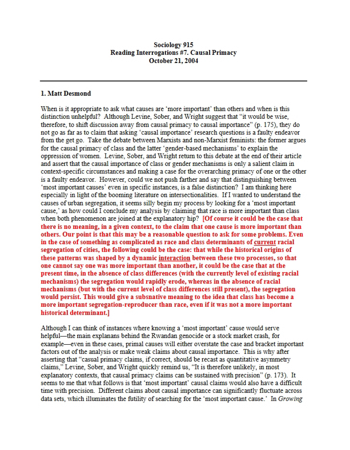 Primacy of Cause Reading Interrogations 7
