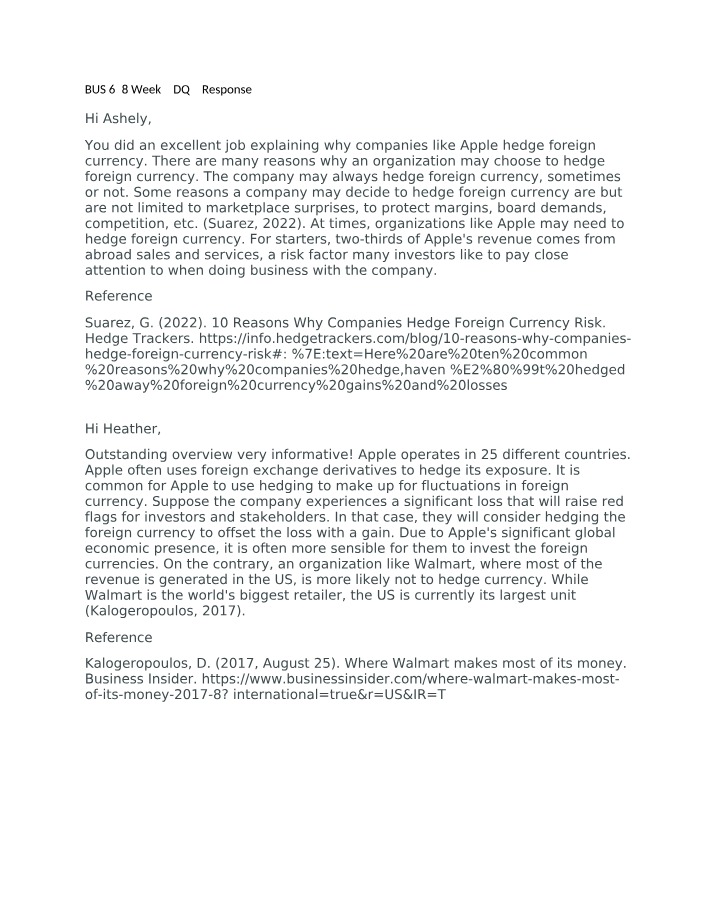 Response to BUS 638 Week 2 DQ 2