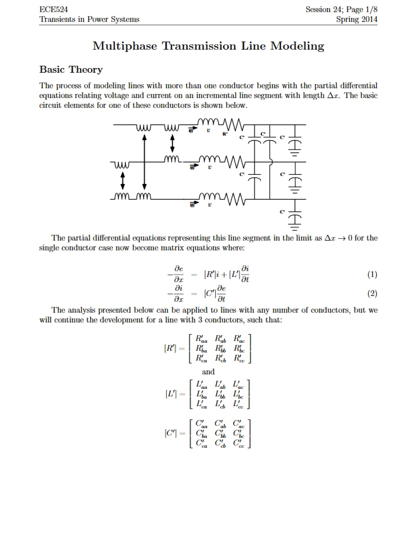 Modeling of Transmission Lines (Multiphase)